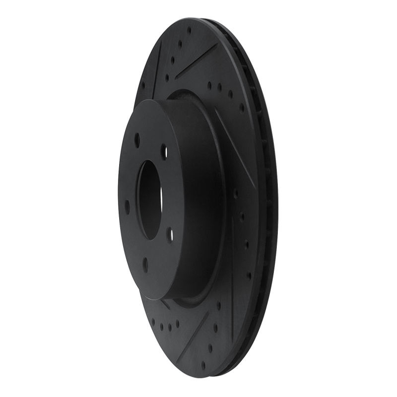 Infiniti QX50 Brake Rotor (1) - Rear Left - R1 Concepts - Drilled & Slotted - Black - `19-`24